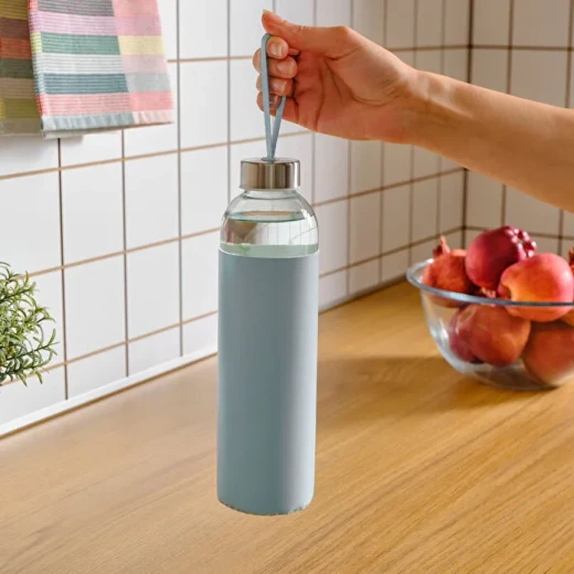 Karaca Leather Water Bottle 750 ml Blue, Stylish Reusable Bottle with Elegant Design, Lightweight and Practical for Daily Use, Office, Travel and Sports - karaca - Image 2