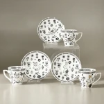 Karaca Animal Garden 6-Person Coffee Cup Set, 12-Piece Bone China Set, 90 ml Capacity, Elegant Turkish Coffee Cups with Stylish Design - karaca