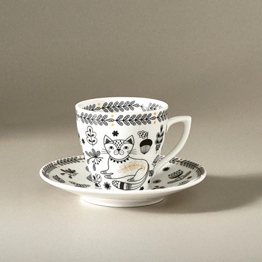 Karaca Animal Garden 6-Person Coffee Cup Set, 12-Piece Bone China Set, 90 ml Capacity, Elegant Turkish Coffee Cups with Stylish Design - karaca - Image 3