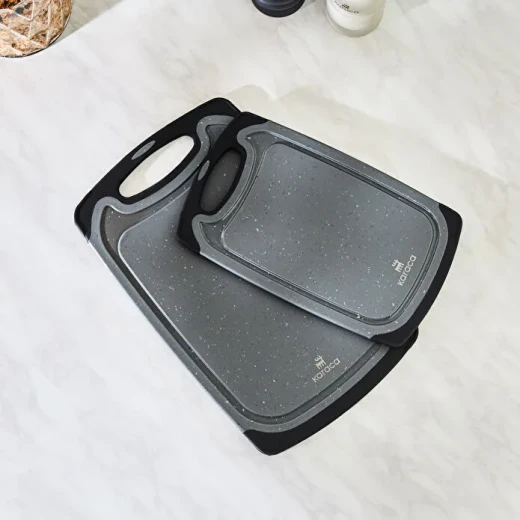 Karaca Daily Grey Granite Pattern 2-Piece Cutting Board Set – Durable Plastic Kitchen Chopping Boards in Two Sizes for Everyday Food Preparation - karaca - Image 3