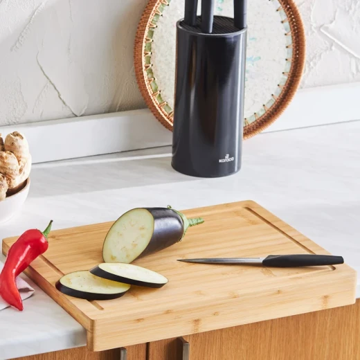 Karaca Lalin Bamboo Chopping Board 30x40x2 cm – Natural Wooden Kitchen Cutting Board for Food Preparation, Durable and Stylish Everyday Use - karaca - Image 3