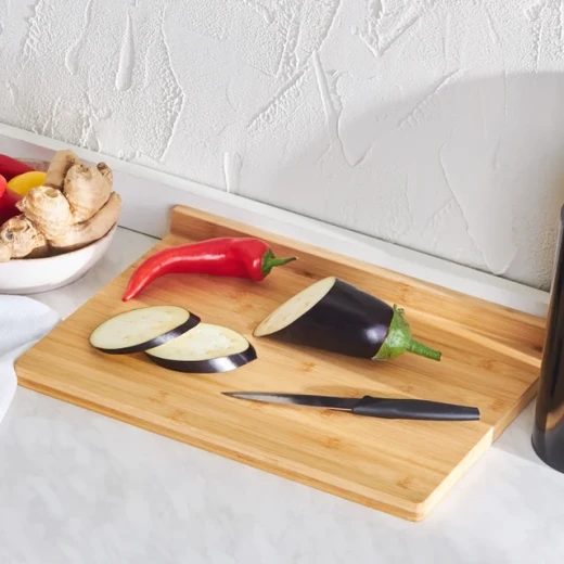 Karaca Lalin Bamboo Chopping Board 30x40x2 cm – Natural Wooden Kitchen Cutting Board for Food Preparation, Durable and Stylish Everyday Use - karaca - Image 2