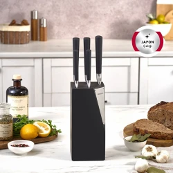 Karaca Samuray Thor New Black 6-Piece Japanese Steel Knife Set with Wooden Block – Premium 5Cr15MoV Kitchen Knives for Professional Use