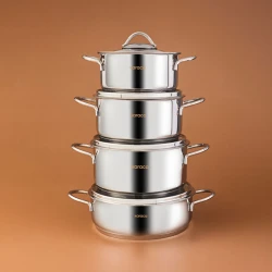 Karaca Powersteel Pekin 316+ 8-Piece Induction Stainless Steel Cookware Set – Durable Pots with Efficient Heat Distribution for Everyday Cooking