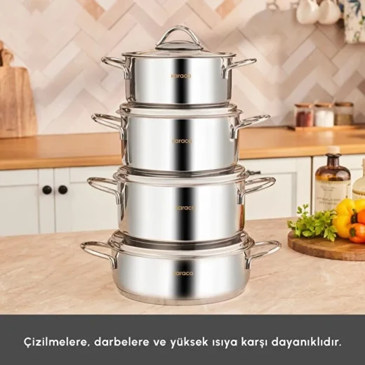 Karaca Powersteel Pekin 316+ 8-Piece Induction Stainless Steel Cookware Set – Durable Pots with Efficient Heat Distribution for Everyday Cooking - karaca - Image 4
