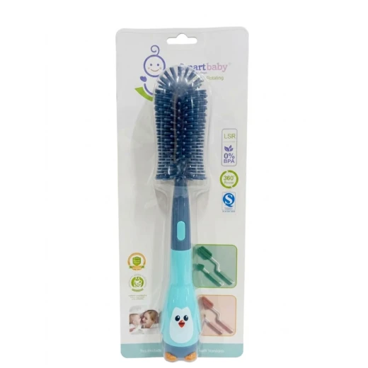 Smart Baby Silicone Rotating Bottle Brush 360° Swivel Handle, BPA Free, Soft Silicone, Easy to Use & Lightweight - Blue Smart Baby Silicone Rotating Bottle Brush 360° Swivel Handle, BPA Free, Soft Silicone, Easy to Use & Lightweight - Blue