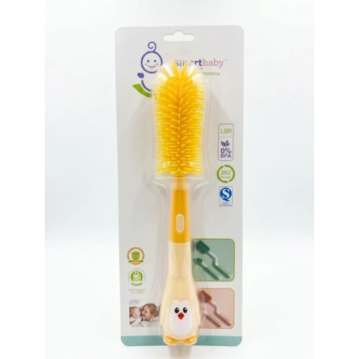 smart Baby Silicone Rotating Bottle Brush 360° Swivel Handle, BPA Free, Soft Silicone, Easy to Use & Lightweight - Yellow smart Baby Silicone Rotating Bottle Brush 360° Swivel Handle, BPA Free, Soft Silicone, Easy to Use & Lightweight - Yellow