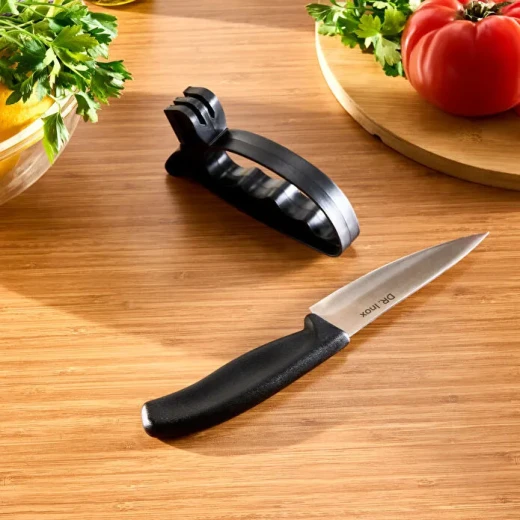 Dr. Inox Knife Sharpener Black, Manual Blade Sharpening Tool Made with High Quality 2Cr13N Material for Maintaining Sharp Knives - Dr. Inox - Image 4