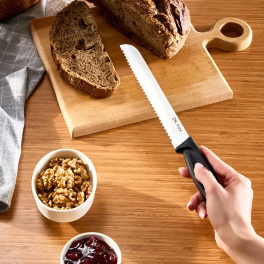 Dr. Inox Bread Knife 32 cm Black, High Quality 2Cr13N Material Blade for Easy and Precise Bread Cutting - Dr. Inox - Image 3