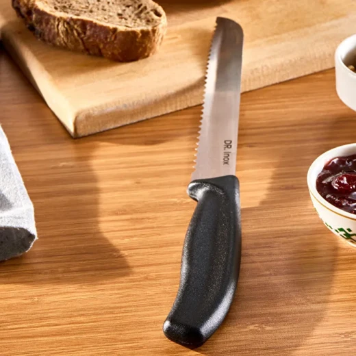 Dr. Inox Bread Knife 32 cm Black, High Quality 2Cr13N Material Blade for Easy and Precise Bread Cutting - Dr. Inox - Image 2