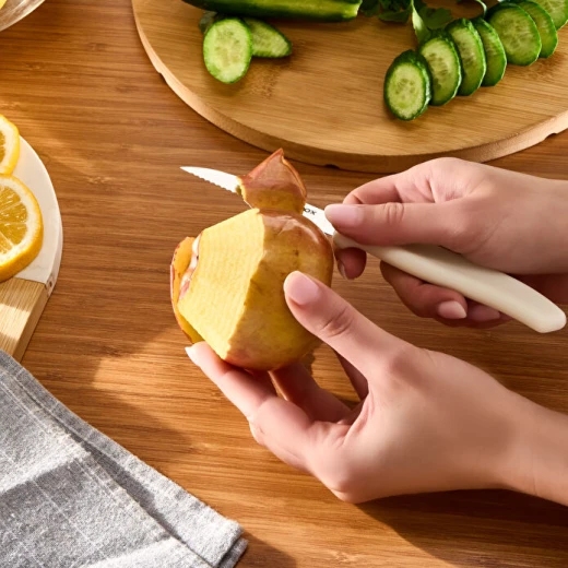 Dr. Inox Serrated Peeling Knife 19 cm Cream, High Quality 2Cr13N Material Blade for Easy Fruit and Vegetable Peeling - Dr. Inox - Image 4