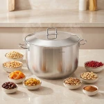 Karaca Nazen XL Stainless Steel Ashura Pot 36 cm, 18/10 Stainless Steel Large Cooking Pot, Induction & Oven Compatible - karaca