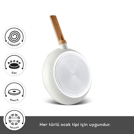 Karaca X Refika Swiss Crystal Almond Cream Frying Pan 22 cm, PFAS-Free Non-Stick Coating, Induction Compatible - karaca - Image 4