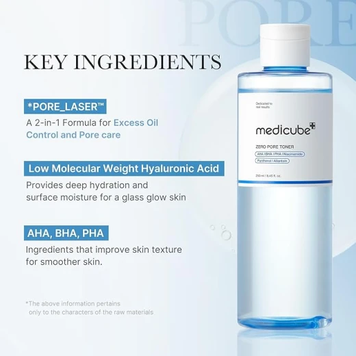 medicube Zero Pore Exfoliating & Hydrating Toner | Water Toner with AHA BHA PHA, Niacinamide, and Panthenol - Pores & Moisture Care, Korean Skin Care, 8.45 fl. oz. - Medicube - Image 3