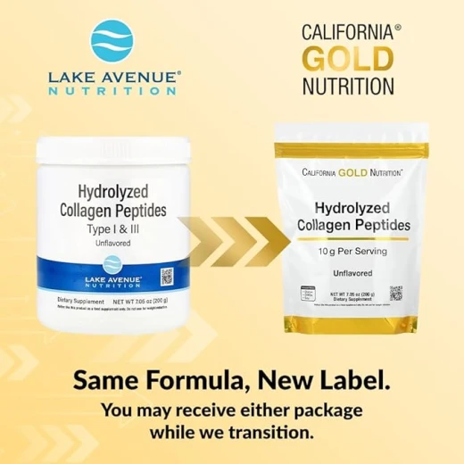 Hydrolyzed Collagen Peptides, Type I & III, Unflavored, 7.05 oz (200 g) - Lake Avenue Nutrition - Image 2