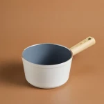 Karaca X Refika Swiss Crystal Creamy Wood Milk & Saucepan 18 cm, PFAS-Free Non-Stick Coating with Wooden Handle - karaca