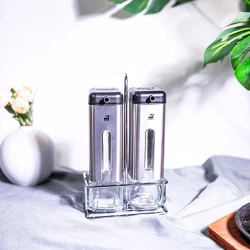 Karaca Shinex Inox Oil and Vinegar Bottle 220ml, Elegant Dispenser for Oil & Vinegar Storage, Size 11.4x7.41x19.6 cm