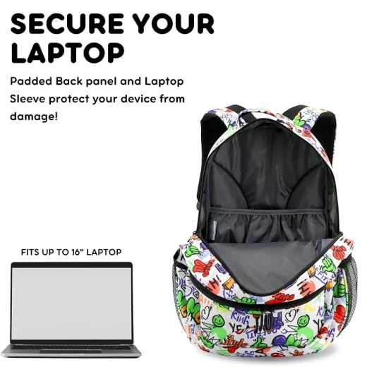 J World New York Cornelia School Backpack Street Art | School & 15.6 Laptop Backpack - J world - Image 5