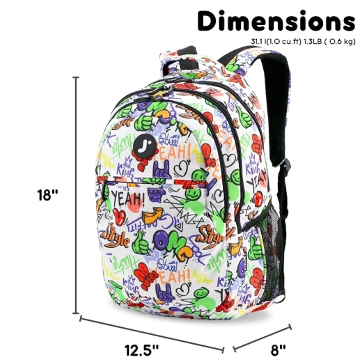 J World New York Cornelia School Backpack Street Art | School & 15.6 Laptop Backpack - J world - Image 3