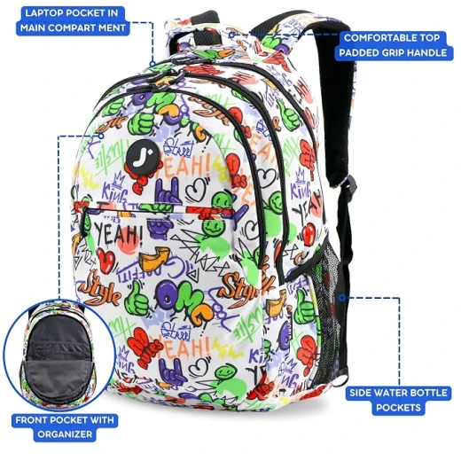J World New York Cornelia School Backpack Street Art | School & 15.6 Laptop Backpack - J world - Image 7