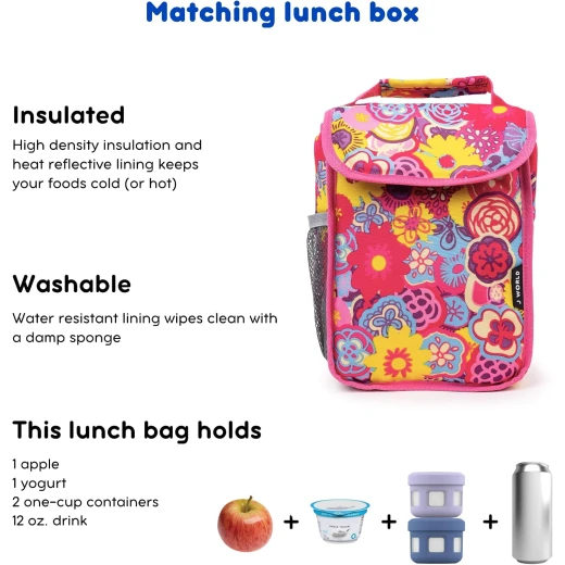 J World New York Lollipop Rolling Backpack (16) + Lunch Bag Poppy Pansy | Kids Set with Light-Up Wheels - J world - Image 2