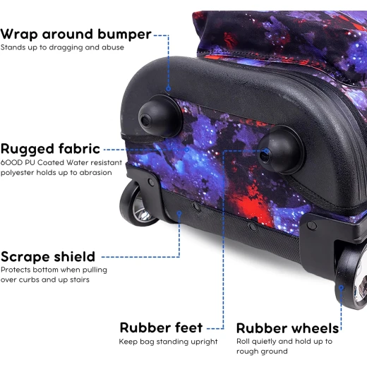 J World New York Sunrise Rolling Backpack (18) Galaxy | Convertible Wheeled School Backpack - J world - Image 5