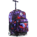 J World New York Sunrise Rolling Backpack (18) Galaxy | Convertible Wheeled School Backpack - J world