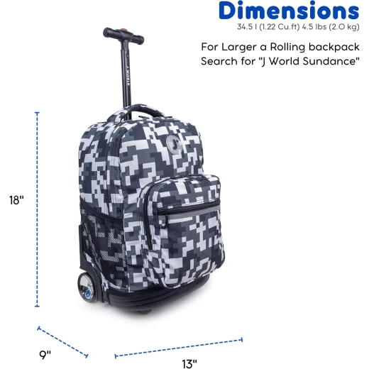 J World New York Sunrise Rolling Backpack (18) Camo | Convertible Wheeled School Backpack - J world - Image 2