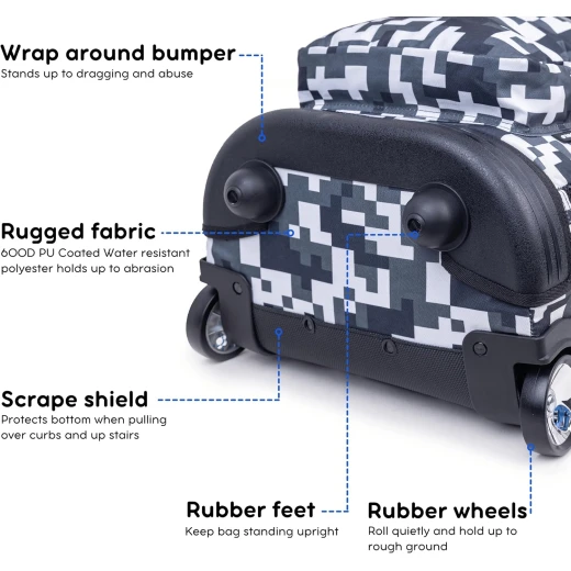 J World New York Sunrise Rolling Backpack (18) Camo | Convertible Wheeled School Backpack - J world - Image 6