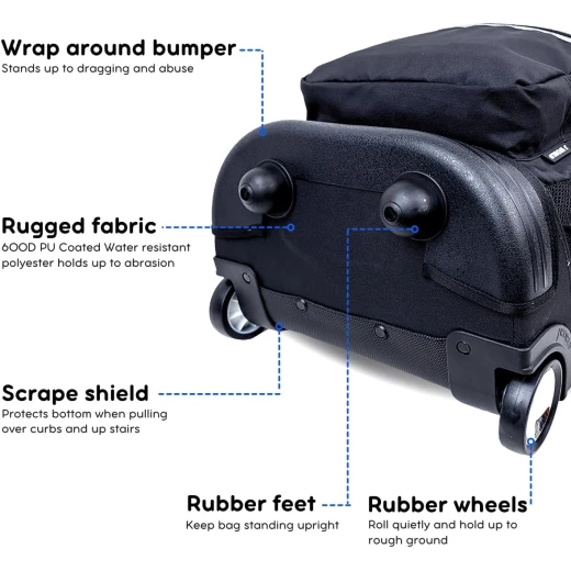 J World New York Sunrise Rolling Backpack (18) Black | Convertible Wheeled School Backpack - J world - Image 5
