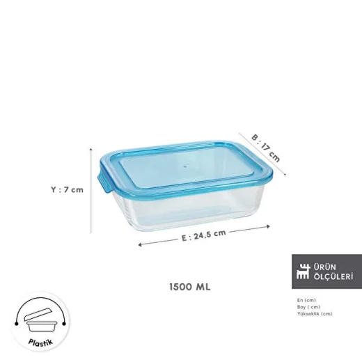 Karaca Lucy Glass Food Storage Container 1500ml with Airtight Lid, Durable Glass Storage Bowl for Meal Prep, Fresh Food Storage and Everyday Kitchen Use - karaca - Image 3