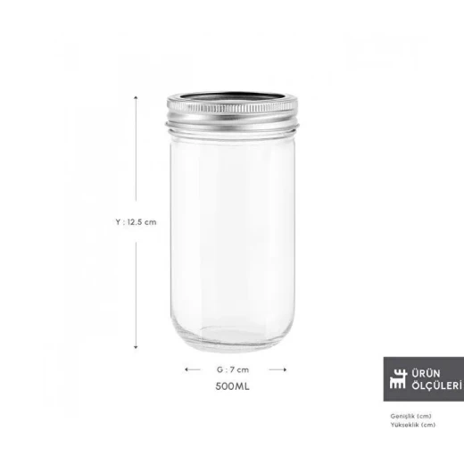 Karaca x Refika Wide Mouth Glass Jar 500ml, BPA-Free Food Storage Jar for Jam, Pickles, Sauces, Honey and Homemade Preserves with Elegant Design - karaca - Image 2