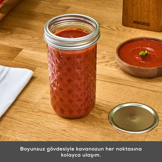 Karaca x Refika Wide Mouth Glass Jar 500ml, BPA-Free Food Storage Jar for Jam, Pickles, Sauces, Honey and Homemade Preserves with Elegant Design - karaca - Image 4