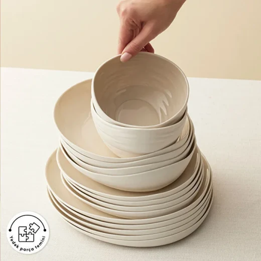 Karaca Red Carpet Earth Collection Rise 55 Pieces 12 Person Porcelain Dinner Set with Elegant Natural Design for Daily Use and Special Occasions - karaca - Image 2