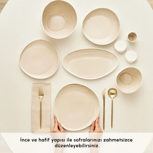 Karaca Red Carpet Earth Collection Rise 55 Pieces 12 Person Porcelain Dinner Set with Elegant Natural Design for Daily Use and Special Occasions - karaca - Image 5