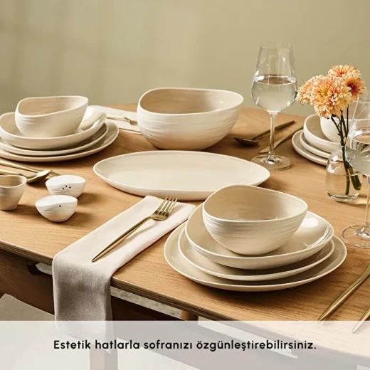 Karaca Red Carpet Earth Collection Rise 55 Pieces 12 Person Porcelain Dinner Set with Elegant Natural Design for Daily Use and Special Occasions - karaca - Image 7