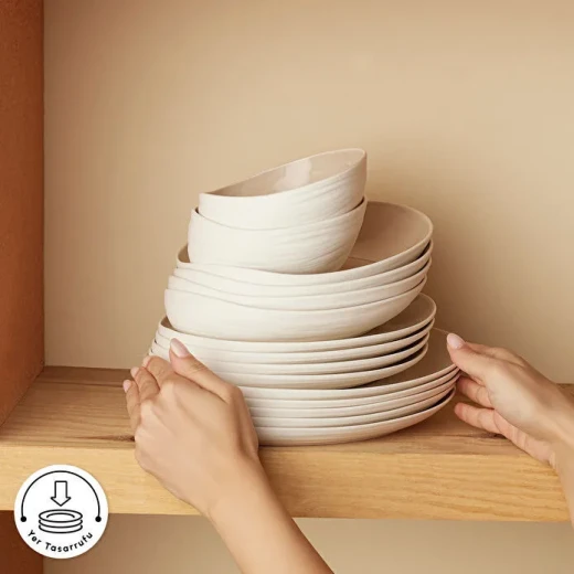 Karaca Red Carpet Earth Collection Rise 55 Pieces 12 Person Porcelain Dinner Set with Elegant Natural Design for Daily Use and Special Occasions - karaca - Image 3