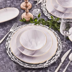 Karaca Ria Grey 39 Pieces Dinnerware Set for 12 Persons Made of Durable Stoneware with Elegant Grey Design for Daily Dining and Special Occasions
