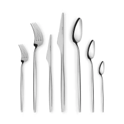 Karaca Moongate 84 Pieces 316+ Stainless Steel Cutlery Set for 12 People Silver with Premium Modern Design and High Durability