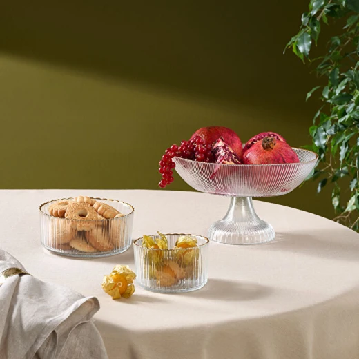 Karaca Pierre 3 Pieces Glass Serving Set with Elegant Modern Design for Stylish Dessert and Appetizer Presentation - karaca - Image 5