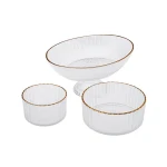 Karaca Pierre 3 Pieces Glass Serving Set with Elegant Modern Design for Stylish Dessert and Appetizer Presentation - karaca