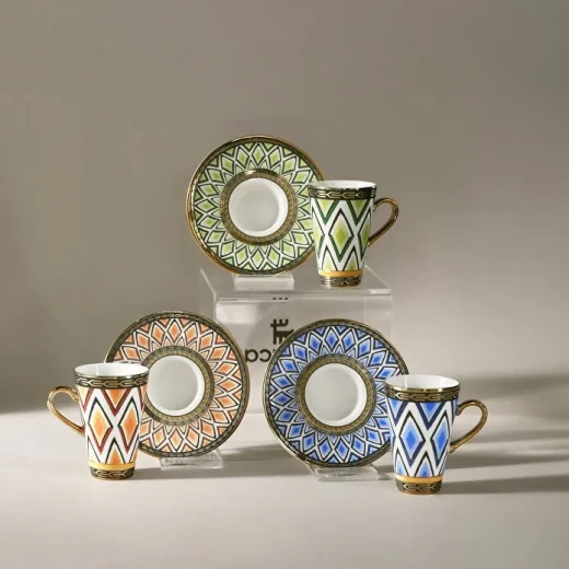 Karaca Enola 12 Pieces Coffee Cup Set for 6 People 85 ml Bone with Elegant Design for Traditional Turkish Coffee Serving - karaca - Image 2