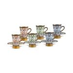 Karaca Enola 12 Pieces Coffee Cup Set for 6 People 85 ml Bone with Elegant Design for Traditional Turkish Coffee Serving - karaca