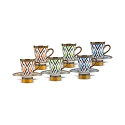 Karaca Enola 12 Pieces Coffee Cup Set for 6 People 85 ml Bone with Elegant Design for Traditional Turkish Coffee Serving