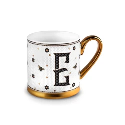 Karaca Letter E Mug 330 ml Elegant Ceramic Cup for Hot and Cold Beverages Daily Use and Gift Choice