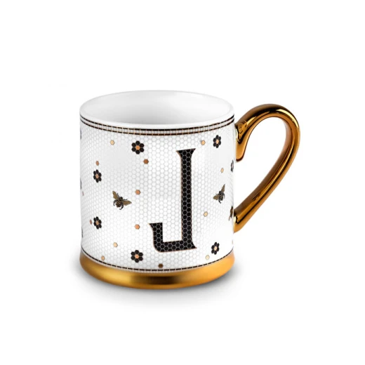 Karaca Letter J Mug 330 ml – Elegant Ceramic Coffee & Tea Mug with Personalized Letter J Design, Durable for Everyday Use, Perfect Gift - karaca - Image 3