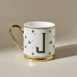 Karaca Letter J Mug 330 ml – Elegant Ceramic Coffee & Tea Mug with Personalized Letter J Design, Durable for Everyday Use, Perfect Gift - karaca