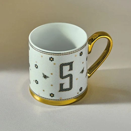 Karaca Letter S Mug 330ml – Premium Initial Coffee & Tea Mug with Elegant Letter S Design, Perfect for Hot & Cold Drinks, Ideal Gift for Home & Office - karaca - Image 2