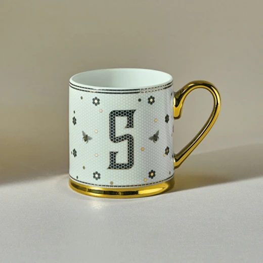 Karaca Letter S Mug 330ml – Premium Initial Coffee & Tea Mug with Elegant Letter S Design, Perfect for Hot & Cold Drinks, Ideal Gift for Home & Office - karaca - Image 3