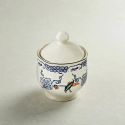 Karaca x Ömür Akkor Iznik Hatai Sugar Bowl 280ml – Elegant Ceramic Sugar Container Inspired by Traditional Iznik Tile Art and Turkish Heritage Design